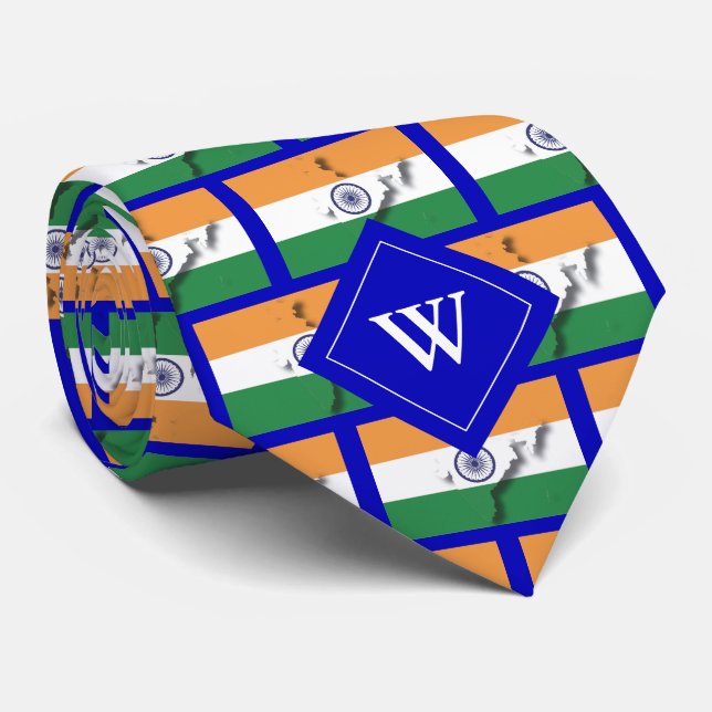 Monogram INDIAN FLAG of India Tie (Rolled)