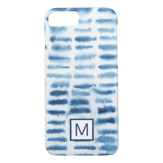 Monogram | Indigio Watercolor Print Case-Mate iPhone Case (Back)