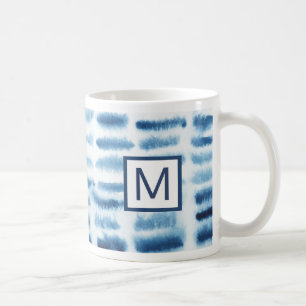 Monogram   Indigio Watercolor Print Coffee Mug