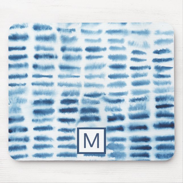 Monogram | Indigio Watercolor Print Mouse Mat (Front)