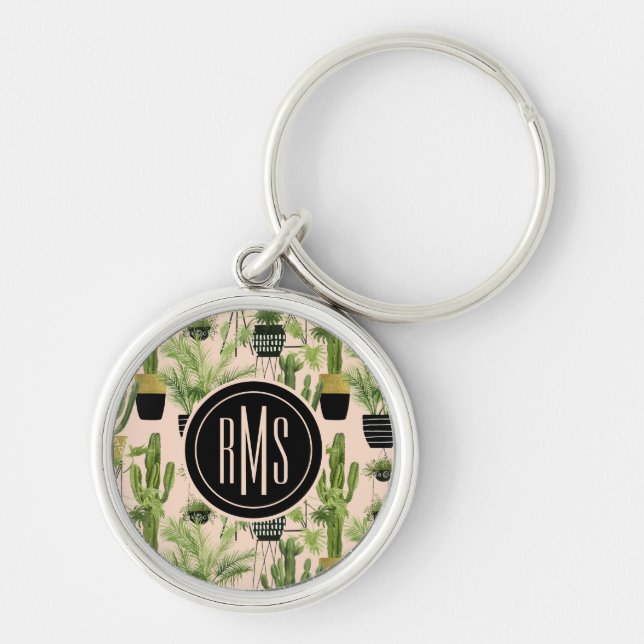 Monogram | Indoor Oasis | Plant Lineup Pattern Key Ring (Front)