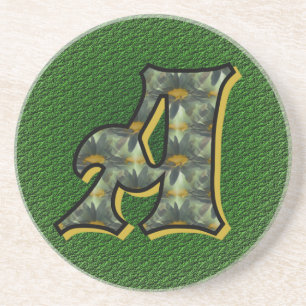 Monogram Initial A Daisies Floral Art Coaster