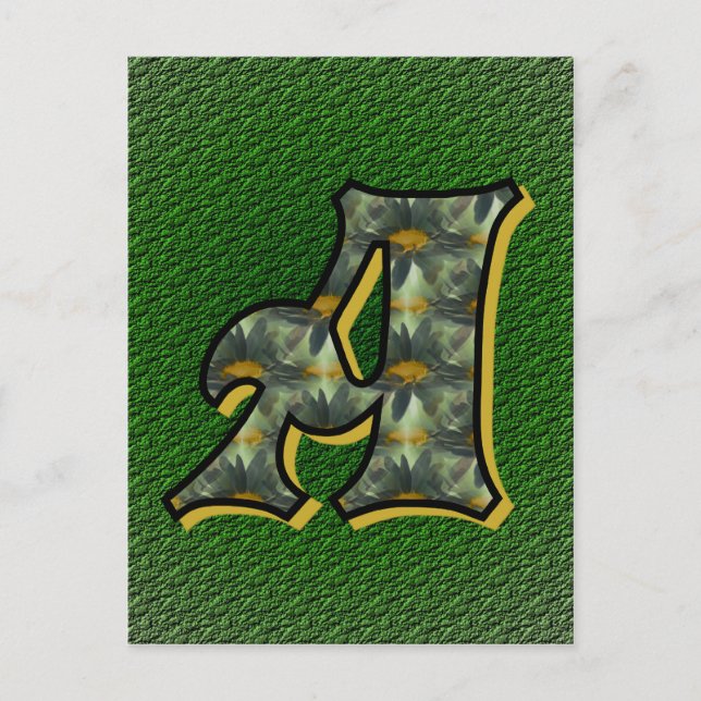 Monogram Initial A Daisies Floral Art Postcard (Front)