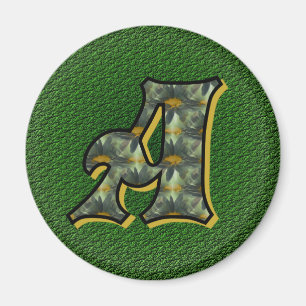 Monogram Initial A Daisies Flower Art Magnet