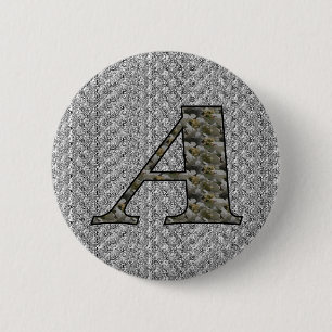 Monogram Initial A Hydrangea Flowers 6 Cm Round Badge