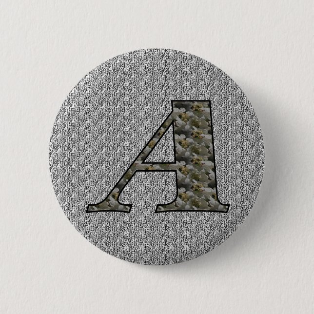 Monogram Initial A Hydrangea Flowers 6 Cm Round Badge (Front)