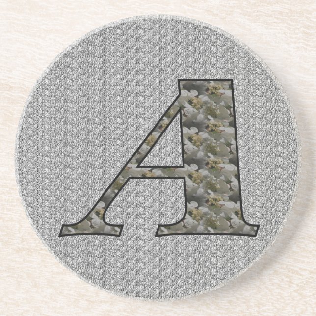 Monogram Initial A Hydrangea Flowers Coaster (Front)