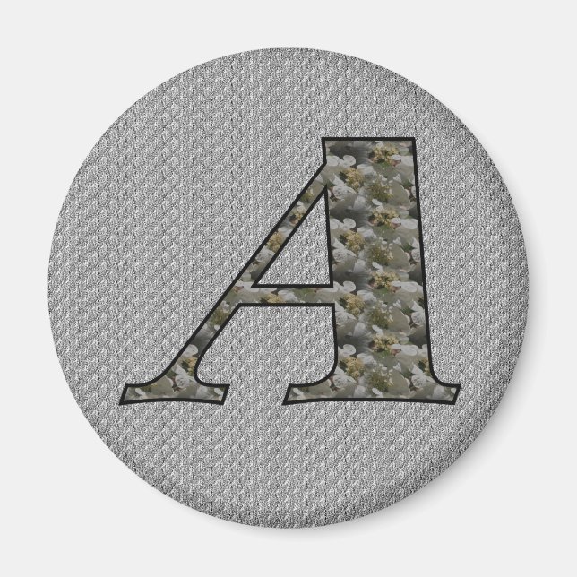 Monogram Initial A Hydrangea Flowers Magnet (Front)