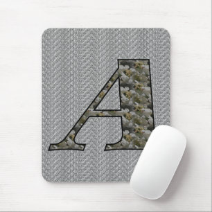 Monogram Initial A Hydrangea Flowers Mouse Mat