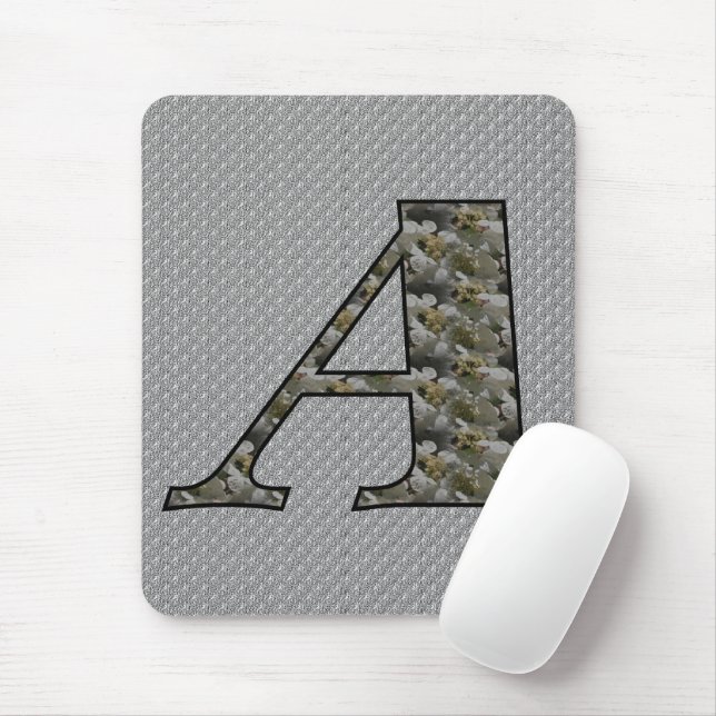 Monogram Initial A Hydrangea Flowers Mouse Mat (With Mouse)