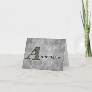 Monogram Initial A Hydrangea Flowers Personalised Note Card