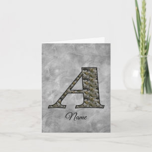 Monogram Initial A Hydrangea Flowers Personalised Note Card