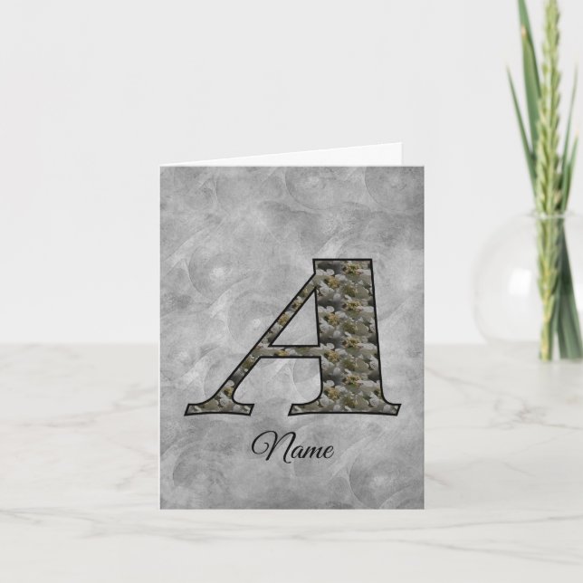 Monogram Initial A Hydrangea Flowers Personalised Note Card (Front)