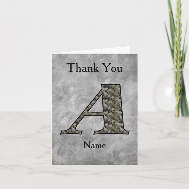 Monogram Initial A Hydrangea Flowers Personalised Thank You Card (Front)