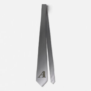 Monogram Initial A Hydrangea Flowers Tie