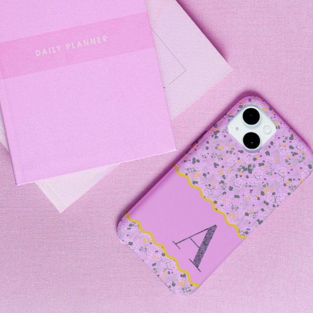 MONOGRAM INITIAL A LILAC LITTLE FLOWERS Case-Mate iPhone CASE (Creator Uploaded)