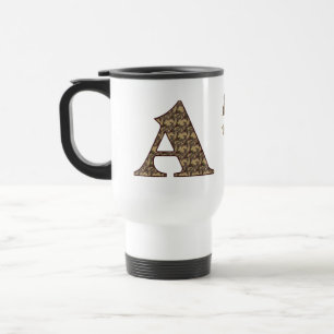 Monogram Initial A Vintage Floral Personalised Travel Mug