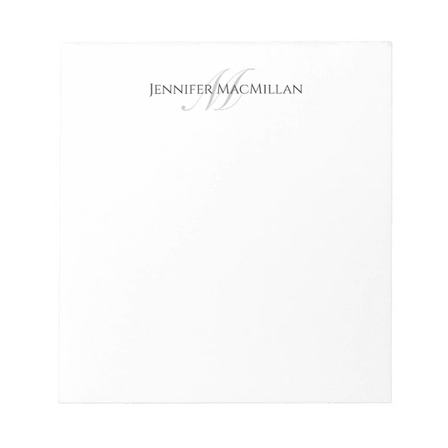 Monogram Initial and Full Name Personalised Notepad (Front)