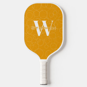 Monogram initial and name, Deep Orange, circles Pickleball Paddle