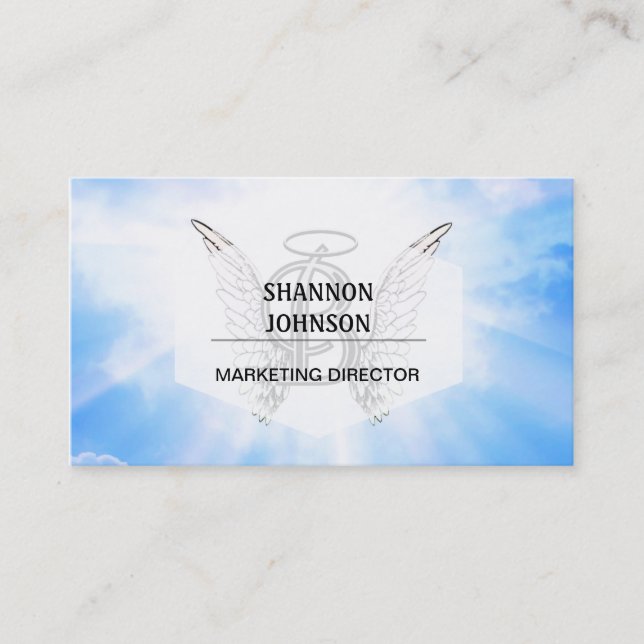 Monogram initial B alphabet letter with angel wing Business Card (Front)