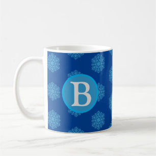 Monogram Initial "B" Blue Snowflakes Coffee Mug