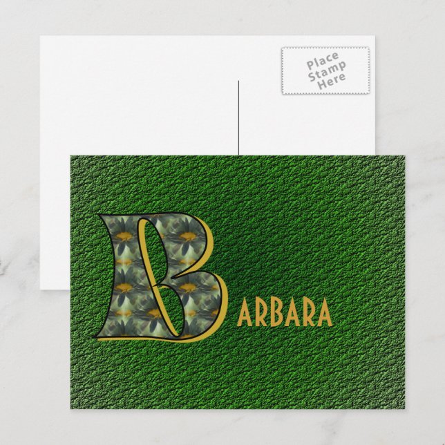 Monogram Initial B Daisies Art Personalised Postcard (Front/Back)