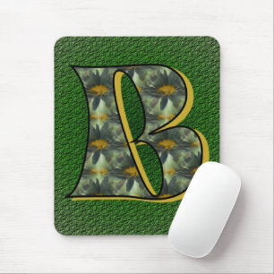 Monogram Initial B Daisies Floral Art Mouse Mat