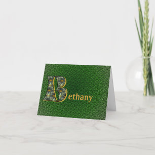 Monogram Initial B Daisies Foral Art Personalised Note Card