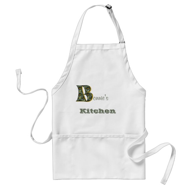 Monogram Initial B Daisies Personalised Standard Apron (Front)