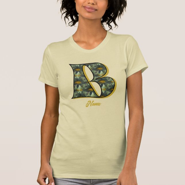 Monogram Initial B Daisy Flower Art Personalised T-Shirt (Front)