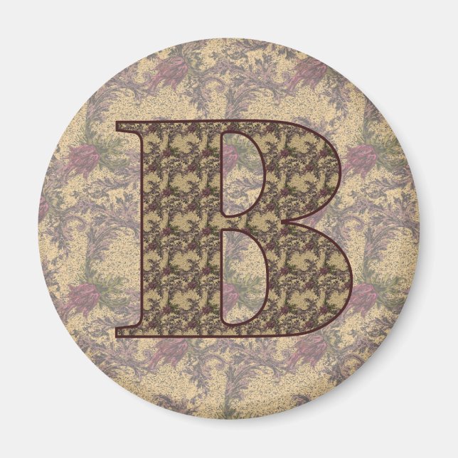 Monogram Initial B Elegant Floral Magnet (Front)