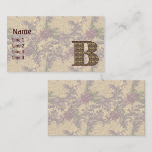 Monogram Initial B Elegant Vintage Floral Business Card