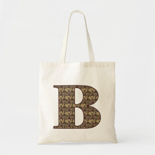 Monogram Initial B Elegant Vintage Floral Tote Bag