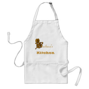 Monogram Initial B Gold Peony Floral Personalized Standard Apron
