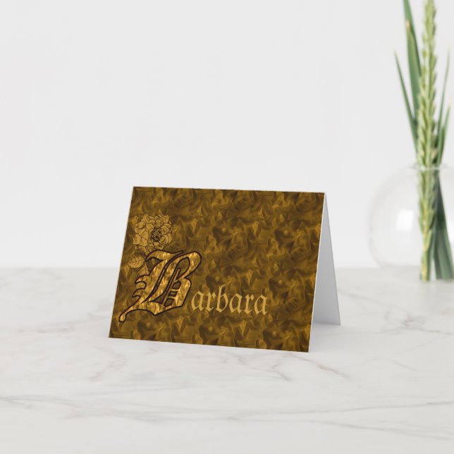 Monogram Initial B Gold Peony Personalised Thank You Card (Front)