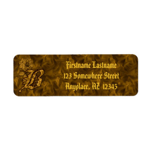 Monogram Initial B Gold Peony Return Address