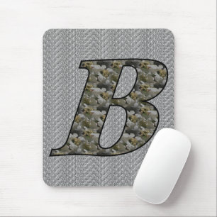 Monogram Initial B Hydrangea Flowers Mouse Mat