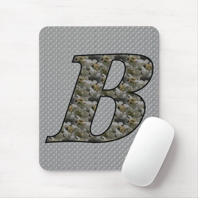 Monogram Initial B Hydrangea Flowers Mouse Mat (With Mouse)