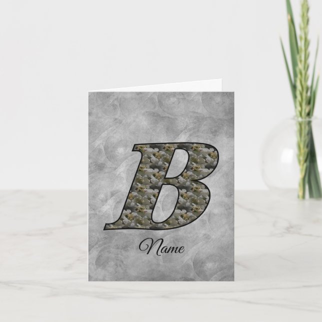 Monogram Initial B Hydrangea Flowers Personalised Note Card (Front)