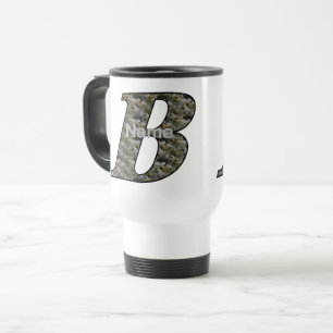Monogram Initial B Hydrangea Flowers Personalised Travel Mug