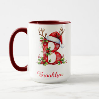 Monogram initial B Santa merry Christmas  Mug