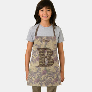 Monogram Initial B Vintage Floral Personalised  Apron