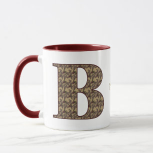 Monogram Initial B Vintage Floral Personalised Mug