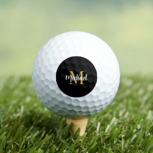 Monogram Initial Black And Gold Elegant Template Golf Balls