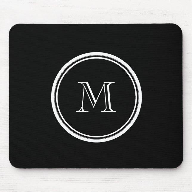 Monogram Initial Black High End Coloured Mouse Mat (Front)