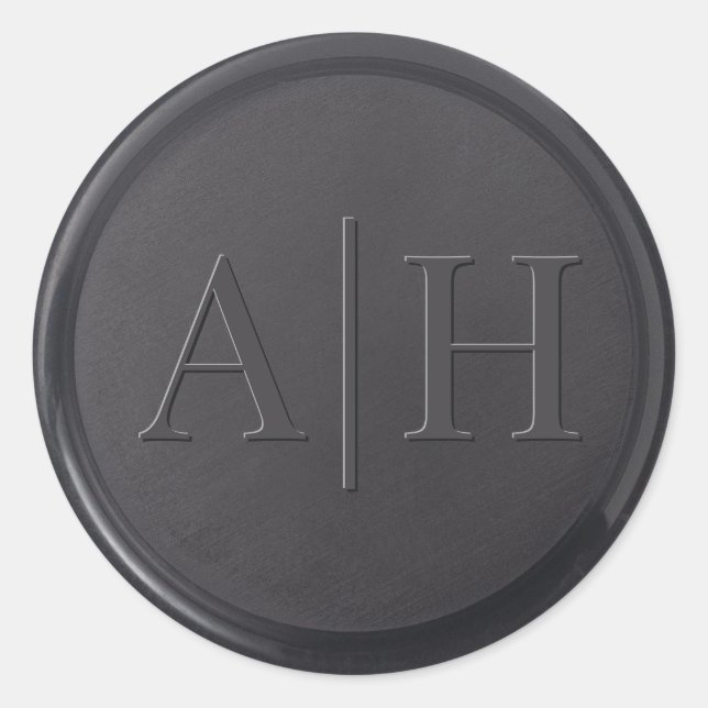 Monogram Initial Black Wax Seal Sticker (Front)