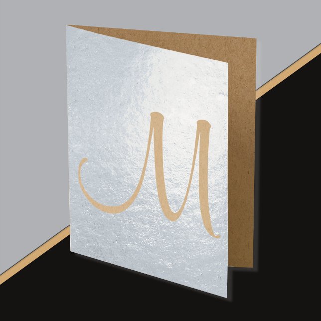 Monogram Initial Blank Inside Foil Note Card (Depiction of Foil Note Card, closer view)