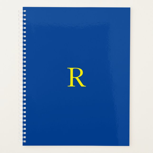 Monogram Initial Blue Yellow Colourful Bright 2020 Planner (Front)
