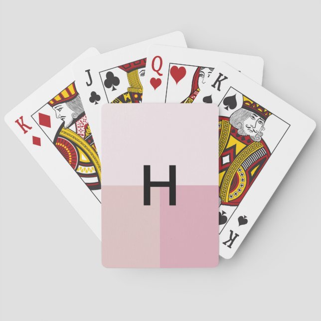 Monogram Initial Blush Pastel Pale Pink Colorblock Playing Cards (Back)