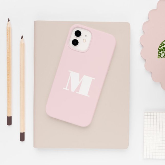 Monogram Initial Blush Pink Modern Case-Mate iPhone Case (Creator Uploaded)